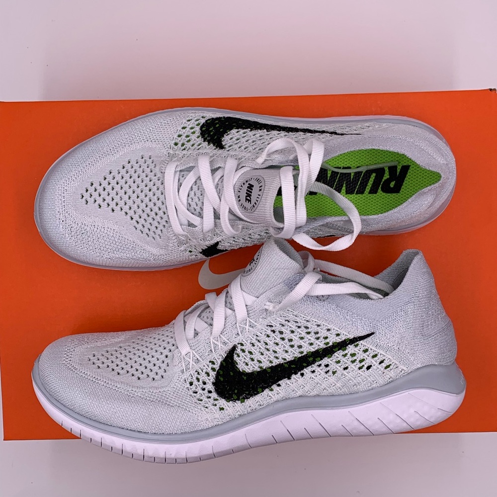 NEW WOMEN’S NIKE FREE RN FLYKNIT WHITE & GREY